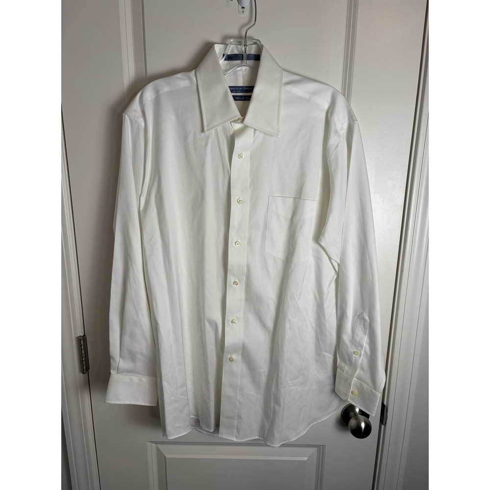 Forsyth of Canada Mens Classic Dress Button-Down Dress Shirt, Sz 15.5 32/33White